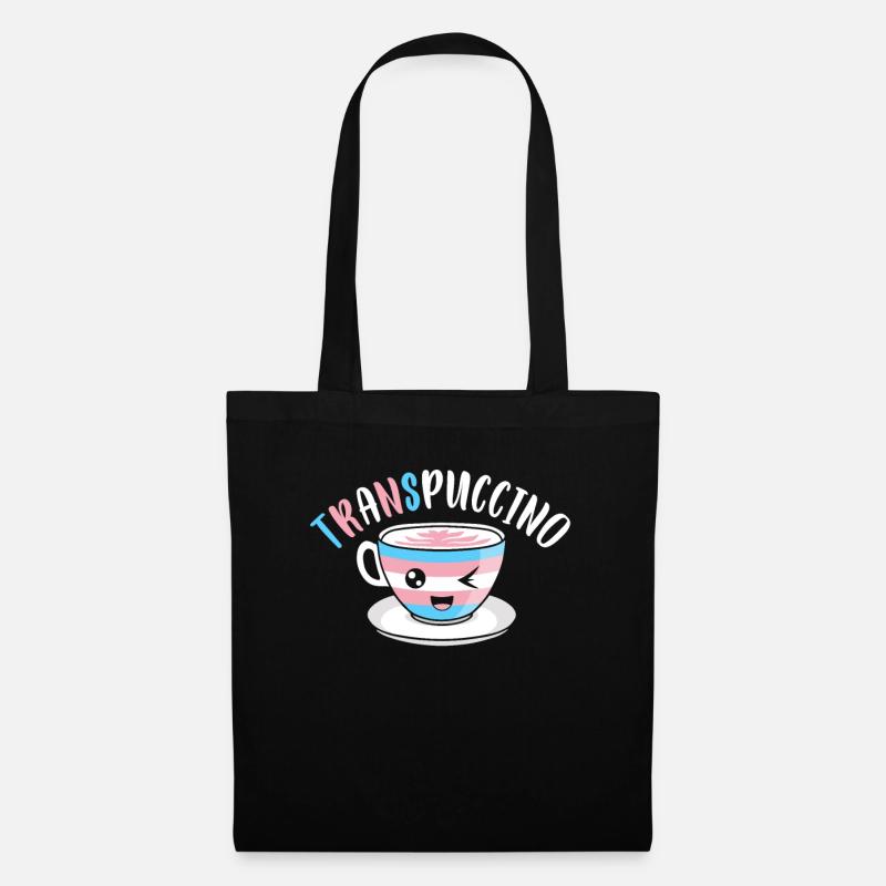 Transgender Cappuccino Trans Flagge Kaffee - Stoffbeutel - Schwarz