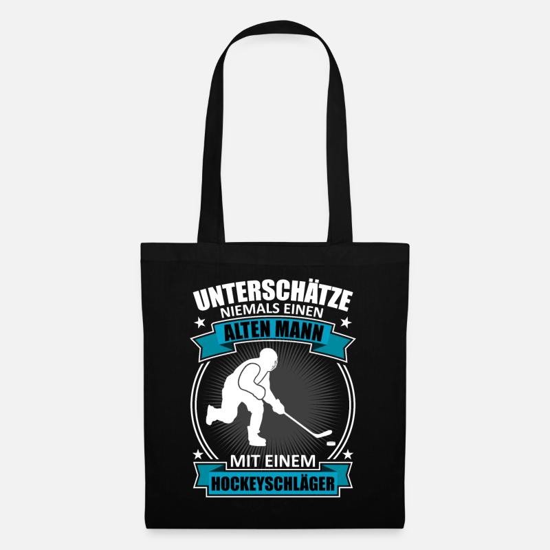 Eishockeyspieler Alter Mann Spruch Geschenk Herren - Stoffbeutel - Schwarz