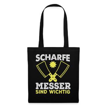 Metzger Fleischer Fleisch Fleischerei Geschenk - Stoffbeutel - Schwarz - Vorne