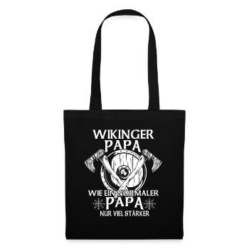 Wikinger Papa Krieger Vater Mittelalter Vatertag - Stoffbeutel - Schwarz - Vorne