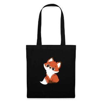 Niedlicher Fuchs mit großen Augen Fox - Stoffbeutel - Schwarz - Vorne
