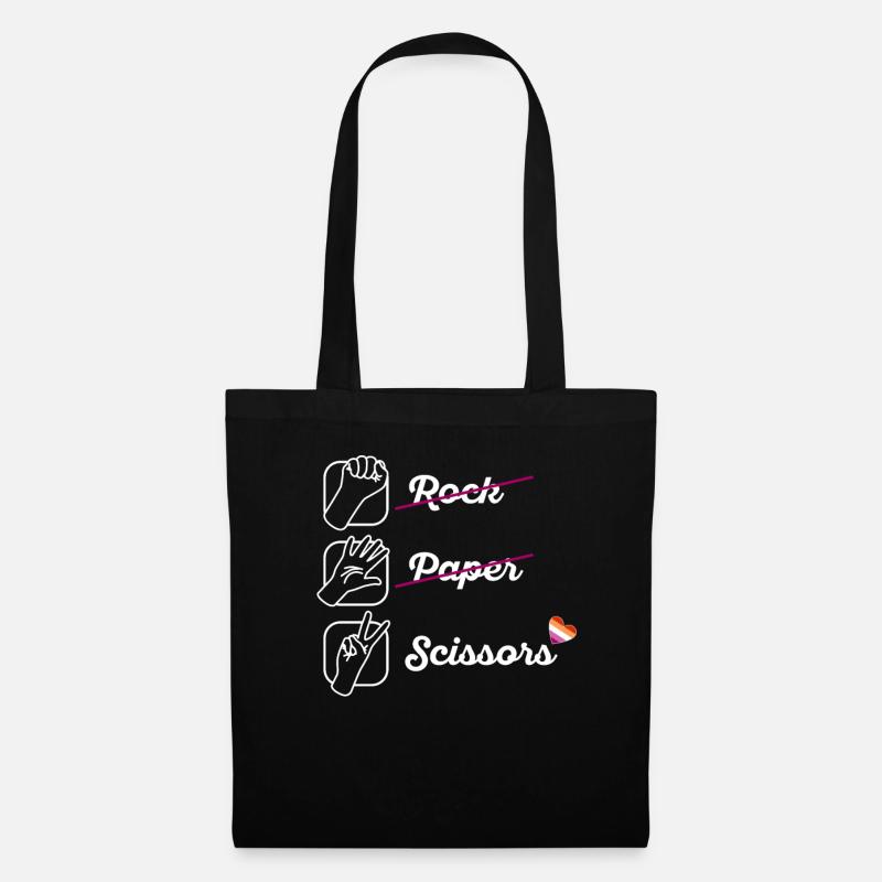 LGBTQ Lesbisch Schere Stein Papier Geschenk - Stoffbeutel - Schwarz