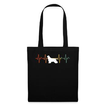Vintage Spaniel Heartbeat - Tote Bag - black - Front