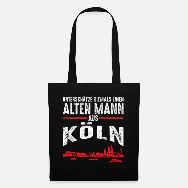 Alter Mann - Köln Kölner | Retro Vintage Style - Stoffbeutel - Schwarz