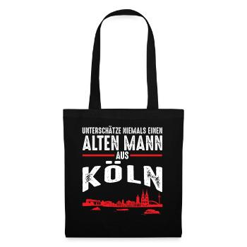 Köln Kölner lustiges alter Mann Geschenk - Stoffbeutel - Schwarz - Vorne