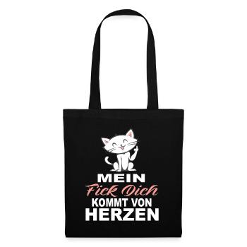 Mein Fick Dich Kommt Von Herzen - Lustige Sprüche - Stoffbeutel - Schwarz - Vorne