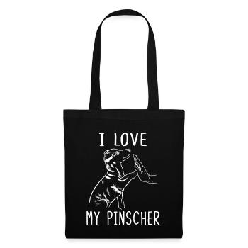 I Love My Pinscher Ich Liebe Meinen Pinscher - Stoffbeutel - Schwarz - Vorne