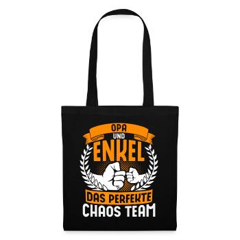 Opa Und Enkel Spruch Das Perfekte Chaos Team - Stoffbeutel - Schwarz - Vorne