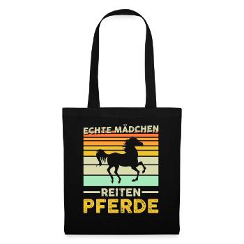 Reiterin Pferd Reiten Geschenk - Stoffbeutel - Schwarz - Vorne
