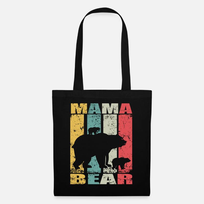 Mama Bear Baby Bär Familien Mutter Bear Mamabär - Stoffbeutel - Schwarz