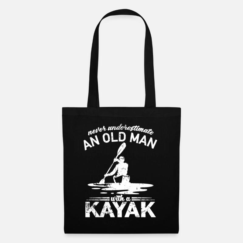 Kanu - Never Underestimate an old man with a Kayak - Stoffbeutel - Schwarz