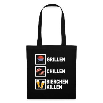 Grillen chillen Bierchen killen - Stoffbeutel - Schwarz - Vorne
