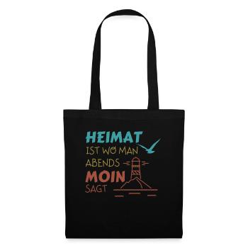 Heimat Moin Leuchtturm Möwe Nordsee - Stoffbeutel - Schwarz - Vorne