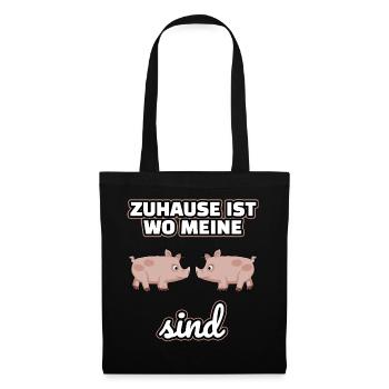 Zuhause ist wo meine Schweine sind - Stoffbeutel - Schwarz - Vorne
