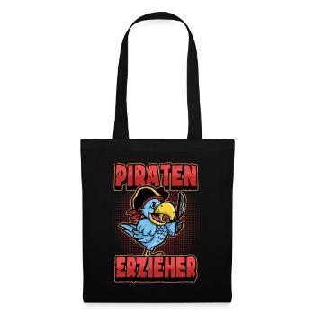 Erzieher Piraten Papagei Lustig Spruch Geschenk - Stoffbeutel - Schwarz - Vorne