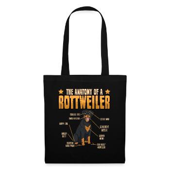 Cadeau d'anatomie pour amoureux des chiens Rottweiler - Sac en tissu - noir - Devant