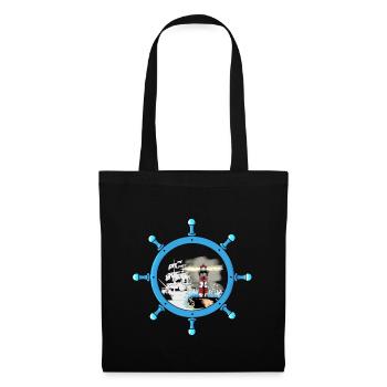 Steering Wheel Ghost Ship Lighthouse Maritime Coast - Tote Bag - black - Front