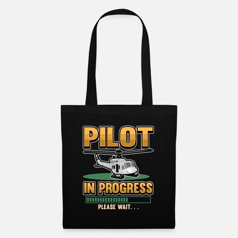Lustig Helikopter Hubschrauber Pilot Geschenk - Stoffbeutel - Schwarz