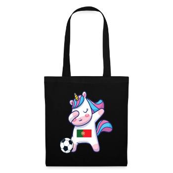Dabbing Einhorn Fußball Portugal - Stoffbeutel - Schwarz - Vorne