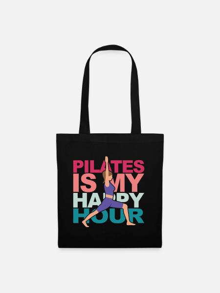 Pilates is my Happy Hour Yoga Fitness Meditation - Stoffbeutel - Schwarz