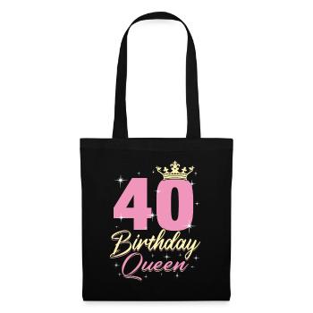 Birthday Queen 40. Geburtstag - Stoffbeutel - Schwarz - Vorne