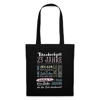 Titanhochzeit 23 Jahre Hochzeitstag Geschenk - Stoffbeutel - Schwarz - Vorne