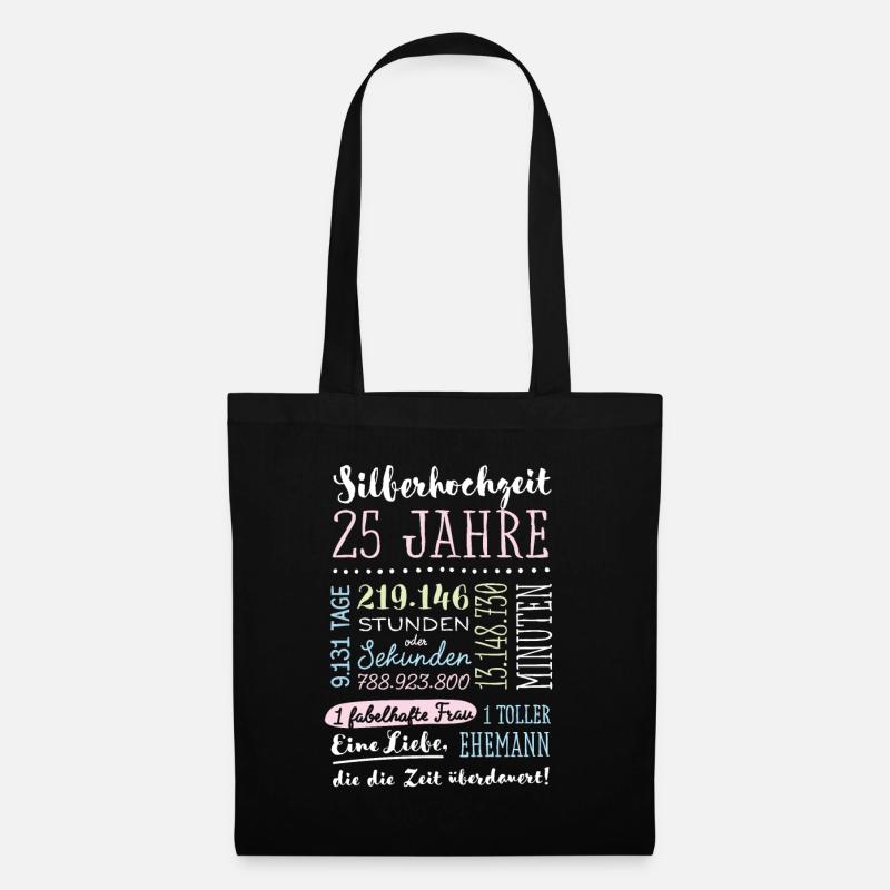 Silberhochzeit 25 Jahre Hochzeitstag Geschenk - Stoffbeutel - Schwarz