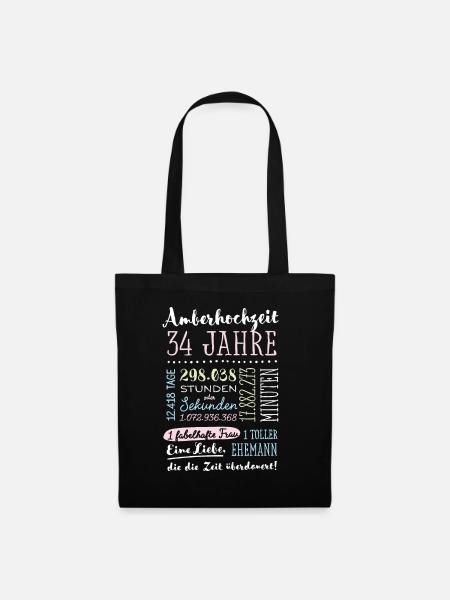 Amberhochzeit 34 Jahre Hochzeitstag Geschenk - Stoffbeutel - Schwarz