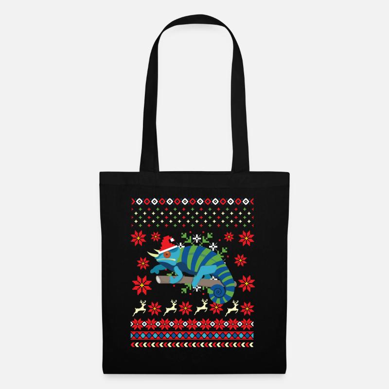 Chameleon Ugly Christmas Sweater - Stoffbeutel - Schwarz
