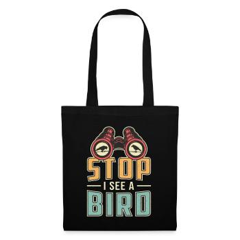 Bird Watching Retro Stop I See A Bird Watcher - Stoffbeutel - Schwarz - Vorne