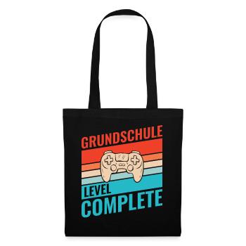 Abschluss Grundschule Retro Vintage Level complete - Stoffbeutel - Schwarz - Vorne