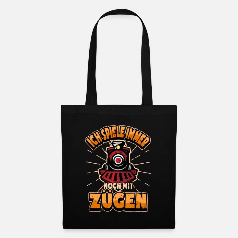 Lustig Zug Züge Bahn Lok Spruch Dampflok Geschenk - Stoffbeutel - Schwarz