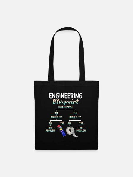 Meine Engineering-Blaupause, lustige Ingenieur T-Shirt, - Stoffbeutel - Schwarz