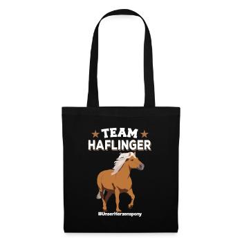 Team Haflinger Reiten Reiter Geschenk - Stoffbeutel - Schwarz - Vorne