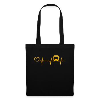 Bus Driver Heartbeat School Bus Heartbeat Heart - Tote Bag - black - Front