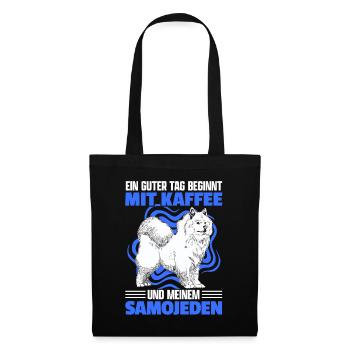 Samojede und Kaffee Schlittenhund Samojeden - Stoffbeutel - Schwarz - Vorne