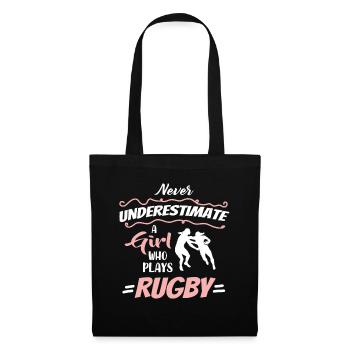 Never Underestimate A Rugby Girl Spielerin - Stoffbeutel - Schwarz - Vorne