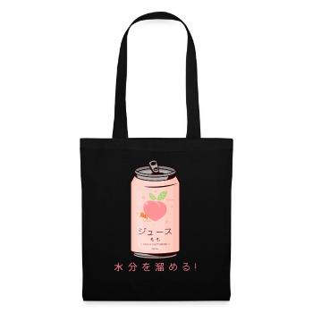 90s Japanese Aesthetic Peach Juice Can Aesthetic - Tote Bag - black - Front