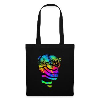 Psychedelic Psychonaut Planet Trippy Kopf Weltall - Stoffbeutel - Schwarz - Vorne