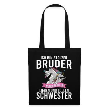 Ich bin stolzer Bruder einer wundervollen - Stoffbeutel - Schwarz - Vorne