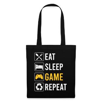 Eat Sleep Game Repeat drôle de sort pour les gamers - Sac en tissu - noir - Devant