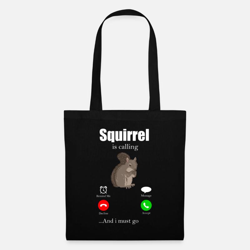 Eichhörnchen Tshirt Streifenhörnchen Hörnchen Nuss - Stoffbeutel - Schwarz