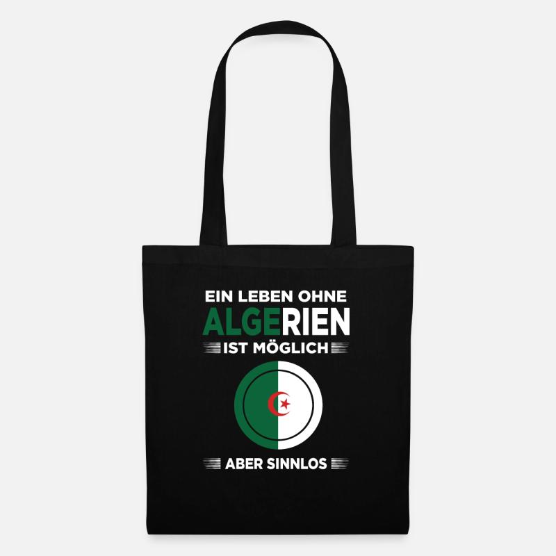Algerien Algerisch Algerische Flagge Algeria - Stoffbeutel - Schwarz