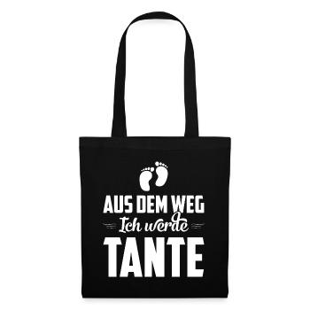 Aus dem Weg ich werde Tante - Stoffbeutel - Schwarz - Vorne