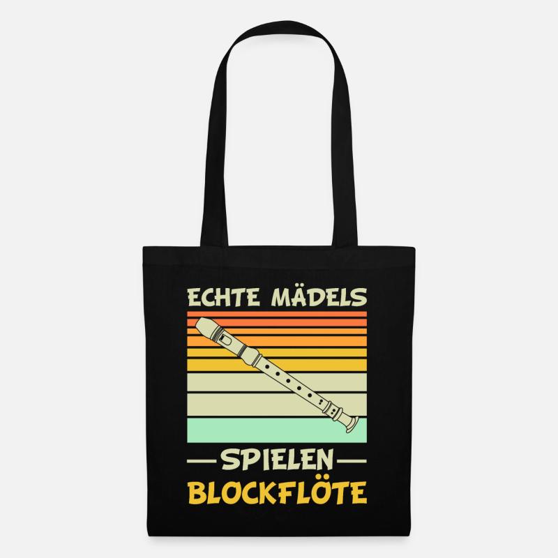 Blockflöte | Echte Mädels spielen Blockflöte - Stoffbeutel - Schwarz