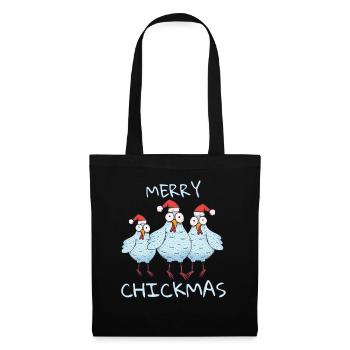 Merry Chickmas - Stoffbeutel - Schwarz - Vorne