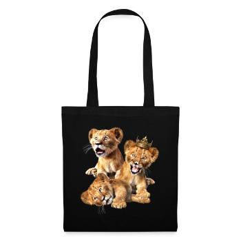 3 little lions, lion children, lion cubs - Tote Bag - black - Front