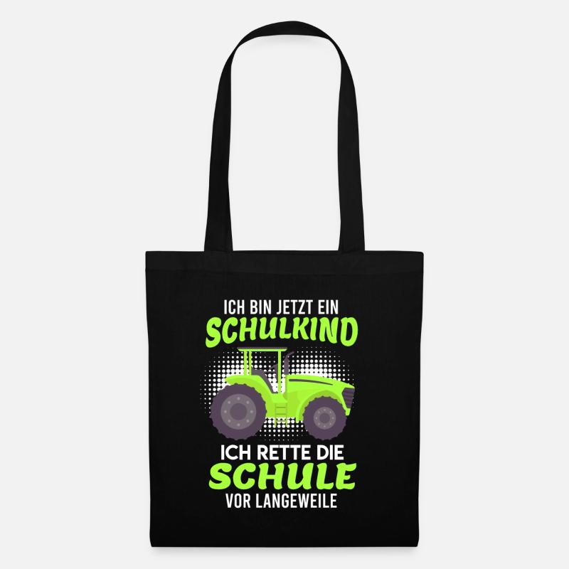 Trecker Jungen Einschulung Geschenk Schulkind 2021 - Stoffbeutel - Schwarz