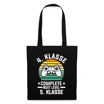 4. Klasse Level Complete Zocker Gamer Gaming Grund - Stoffbeutel - Schwarz - Vorne