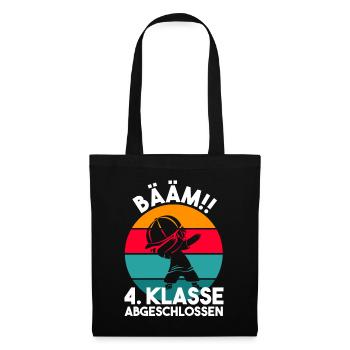4. Klasse Abgeschlossen Grundschule Schulkind Vier - Stoffbeutel - Schwarz - Vorne